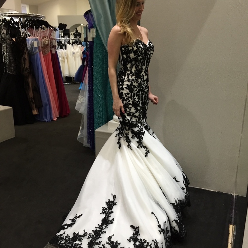 Black and white wedding dress